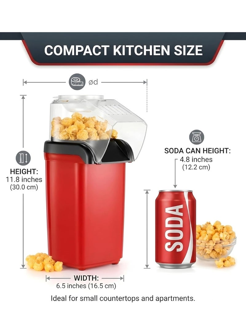 1200W Hot Air Popcorn Maker Machine – Oil-Free Electric Popcorn Popper with Fast 2-Minute Popping, One-Touch Operation, Up to 98% Popping Rate, Overheat Protection, Easy to Clean for Home, Parties & Movie Nights - Image 3