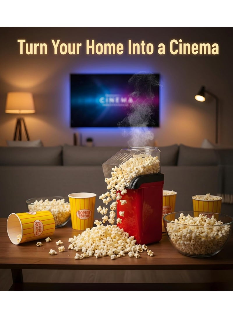 1200W Hot Air Popcorn Maker Machine – Oil-Free Electric Popcorn Popper with Fast 2-Minute Popping, One-Touch Operation, Up to 98% Popping Rate, Overheat Protection, Easy to Clean for Home, Parties & Movie Nights - Image 4