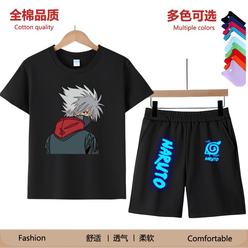Naruto Kakashi Naruto Pure Cotton Short-Sleeved Suit Luminous Men And Women Student Fashion T-Shirt Summer Joint Style - Image 4
