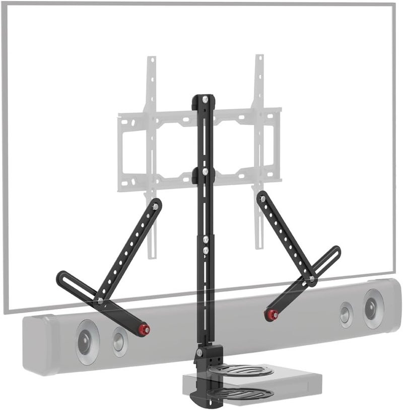 Barkan Universal Soundbar Mount & A/V Shelf, Adjustable Bracket for Mounting Above or Under The TV, Sizes 13-80 inch, Fits Most of Sound Bars Up to 14 lbs, Anti-Slip Clamp Black - Image 1