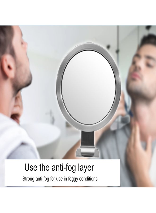 Suction Cup Anti-fog Vanity Mirror with Hooks No-Punch Bathroom Shower Shaving Makeup Mirror - Image 5