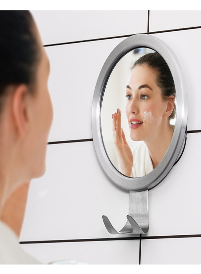 Suction Cup Anti-fog Vanity Mirror with Hooks No-Punch Bathroom Shower Shaving Makeup Mirror - Image 3