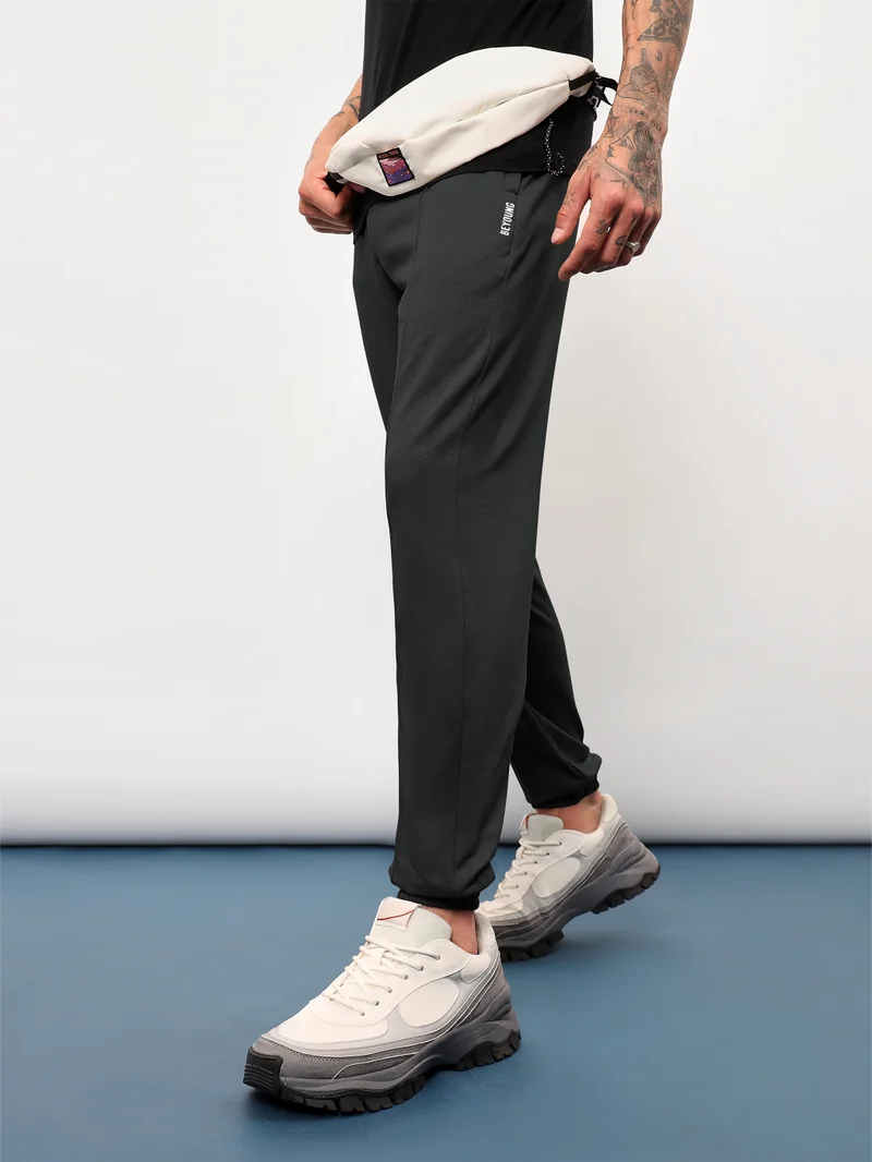 Beyoung Dark Grey Track Pants for Men