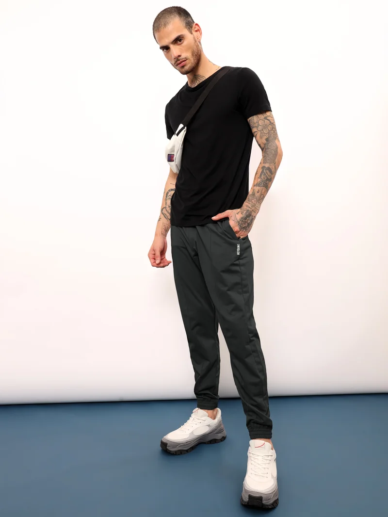 Beyoung Dark Grey Track Pants for Men