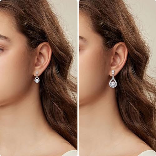 GULICX Dazzling Silver Plated Base Clear Round Cut Flawless CZ Cubic Zirconia Crystal White Drop Earrings - Image 4