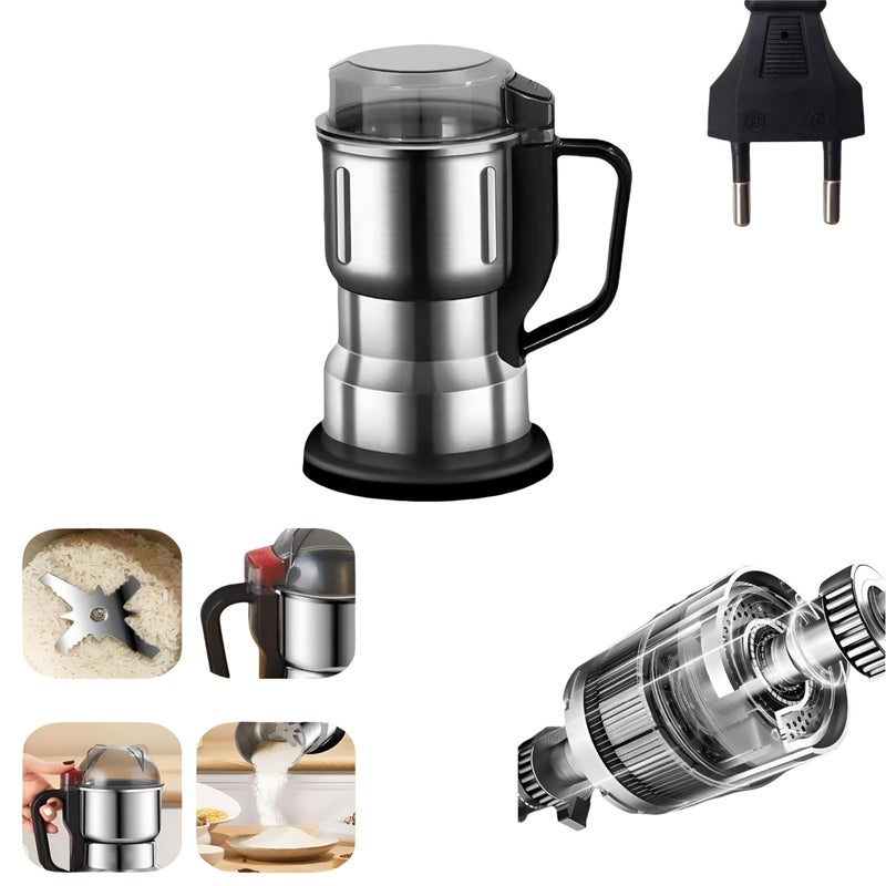 Cereal Crusher - Heavy Duty Stainless Steel Electric Grinder for Spices and Herbs, Compact Shredding Machine with Easy Grip Handle, Ideal for Powdering Dry Foods, Coffee, and Nuts Efficiently - Image 1