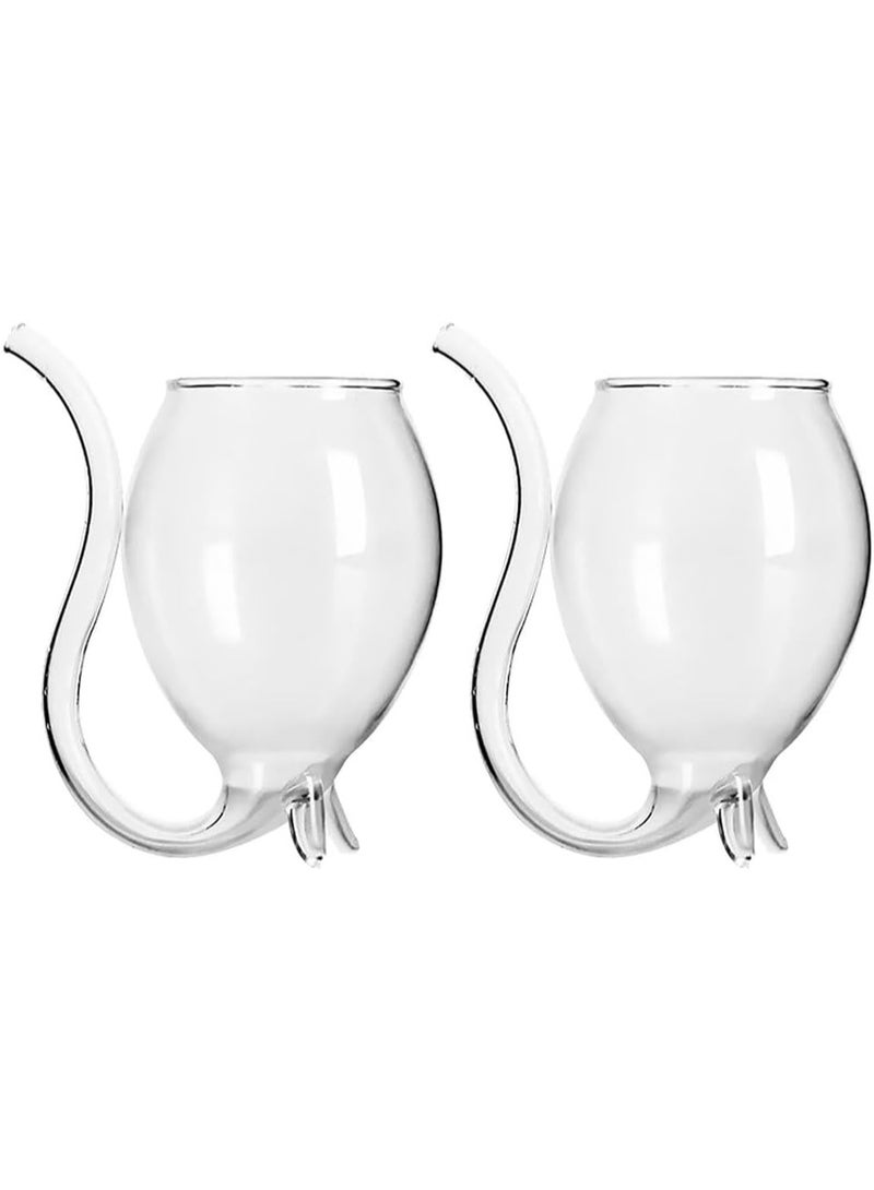 Bluejw Vampire Wine Glass Set of 2 Cocktail Glass  with Drinking Tube Straw Creative Glass Decanter Cups Mugs for Wine Champagne Juice Home Bar Party Club Glassware Barware Tool - Image 1