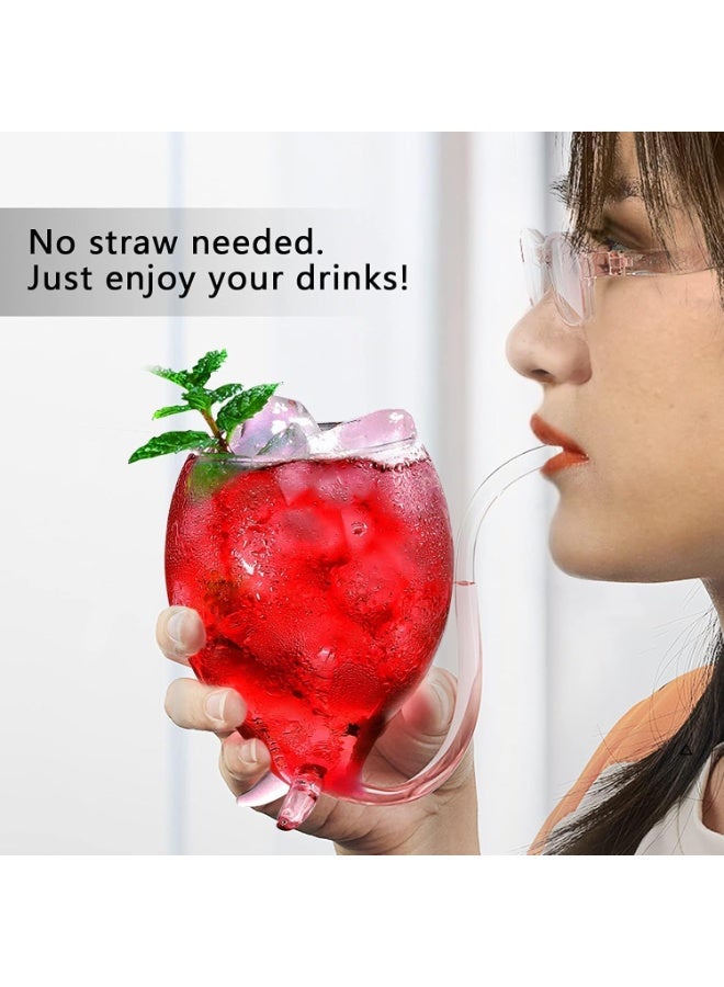 Bluejw Vampire Wine Glass Set of 2 Cocktail Glass  with Drinking Tube Straw Creative Glass Decanter Cups Mugs for Wine Champagne Juice Home Bar Party Club Glassware Barware Tool - Image 4