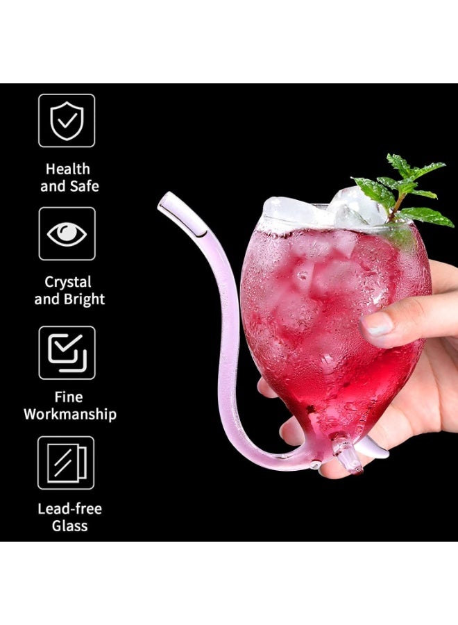 Bluejw Vampire Wine Glass Set of 2 Cocktail Glass  with Drinking Tube Straw Creative Glass Decanter Cups Mugs for Wine Champagne Juice Home Bar Party Club Glassware Barware Tool - Image 5