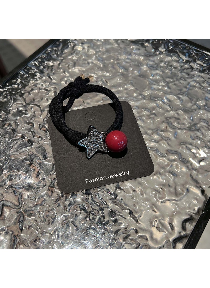 Loquat Angora Red Pearl Double Strand Hair Tie A175-2 stars