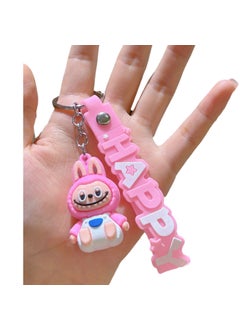 Generic Labubu Cartoon Sheep Silicone Keychain Accessory Purple and white - sitting posture cloth 