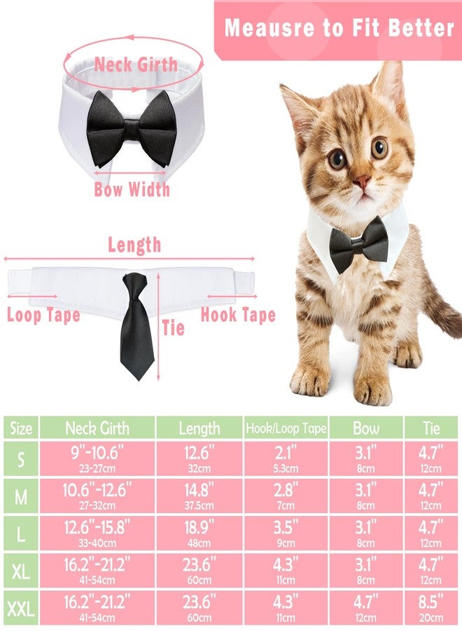 Koolmox Pet Ties, KOOLMOX Handcrafted Adjustable White Collar with Black Tie and Bow for Pet, Cat Bow Tie for Medium Sized Dogs Tuxedo Tux Suits, Wedding Birthday Valentines Day Grooming, 2 Pack Black - Image 2
