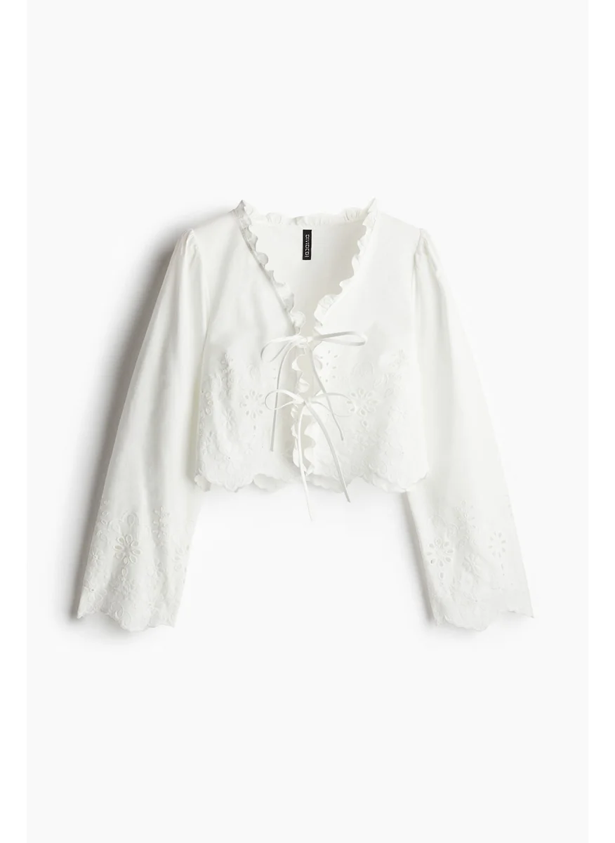 H&M Broderie Anglaise Cotton Blouse