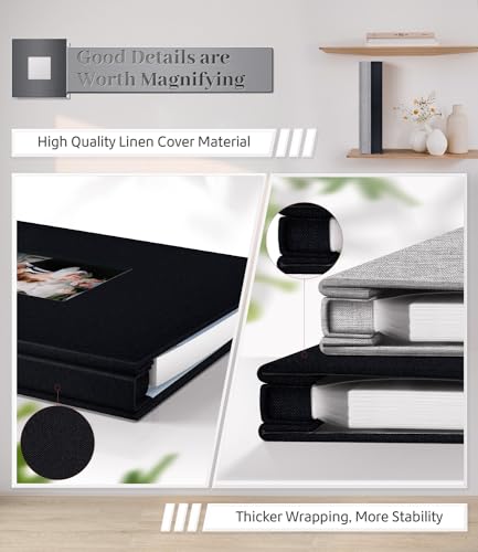 Artfeel Photo Album Self Adhesive Scrapbook Album for 3x5 4x6 5x7 8x10 Pictures,40 Pages Linen Cover with Display Window DIY Photo Book,Ideal Gifts for Family Travel Wedding Baby - Image 5