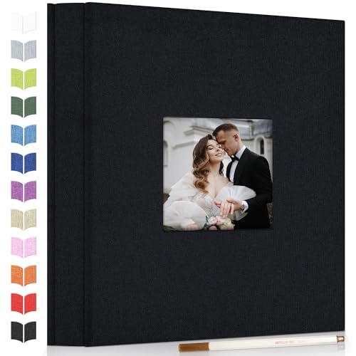 Artfeel Photo Album Self Adhesive Scrapbook Album for 3x5 4x6 5x7 8x10 Pictures,40 Pages Linen Cover with Display Window DIY Photo Book,Ideal Gifts for Family Travel Wedding Baby - Image 1