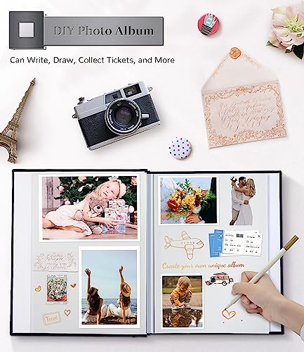 Artfeel Photo Album Self Adhesive Scrapbook Album for 3x5 4x6 5x7 8x10 Pictures,40 Pages Linen Cover with Display Window DIY Photo Book,Ideal Gifts for Family Travel Wedding Baby - Image 4