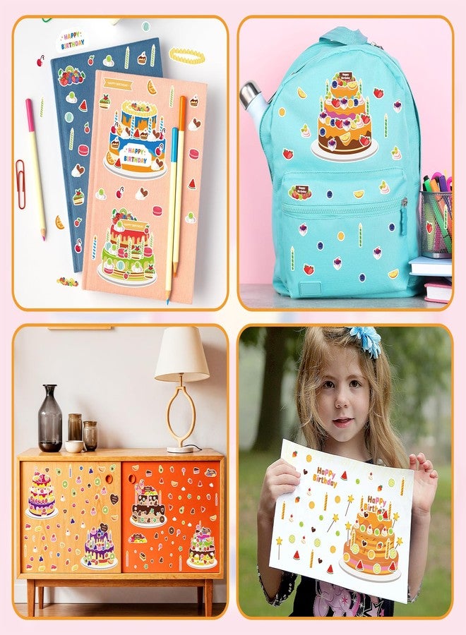 Abilat 32 Sheets Make Your Own Birthday Cake Stickers for Kids Toddlers Make a Face Cake Stickers Mix and Match Craft Supplies Birthday Party Gifts Classroom Rewards - Image 3