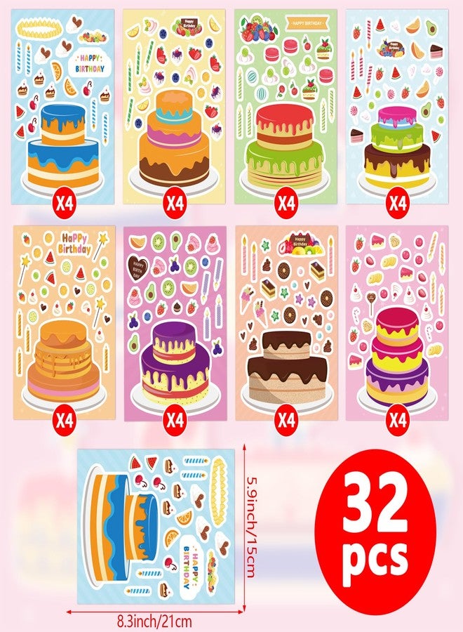 Abilat 32 Sheets Make Your Own Birthday Cake Stickers for Kids Toddlers Make a Face Cake Stickers Mix and Match Craft Supplies Birthday Party Gifts Classroom Rewards - Image 2