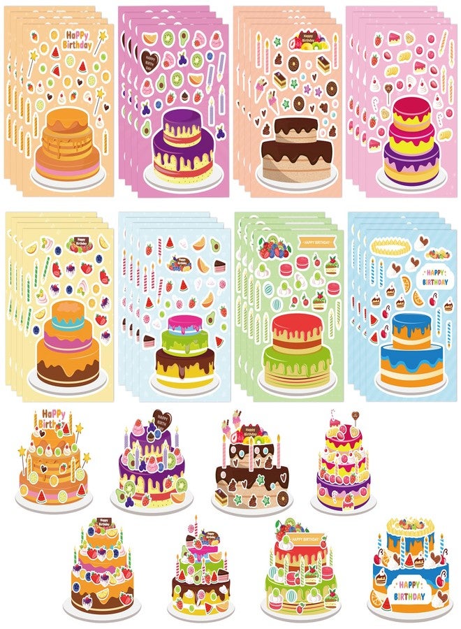 Abilat 32 Sheets Make Your Own Birthday Cake Stickers for Kids Toddlers Make a Face Cake Stickers Mix and Match Craft Supplies Birthday Party Gifts Classroom Rewards - Image 1