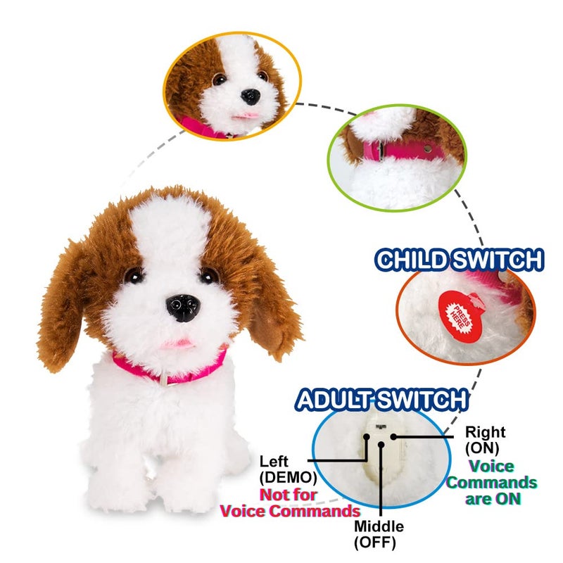 WEofferwhatYOUwant Interactive Voice Command Dog â€“ Plush Goldendoodle Teddy Toy â€“ Responds to 12 Commands â€“ Walks, Barks, Dances, Sings â€“ Smart Talking Robotic Pet for Kids, Toddlers, Seniors - Image 3