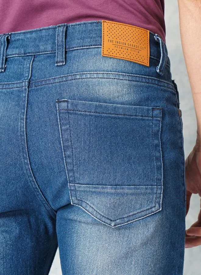 The Indian Garage Co Men Slim Fit Solid Low-Rise Stretchable Jeans