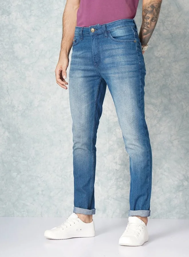 The Indian Garage Co Men Slim Fit Solid Low-Rise Stretchable Jeans