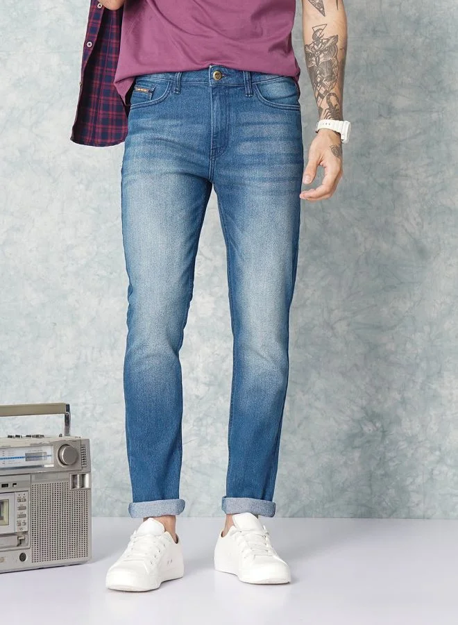 The Indian Garage Co Men Slim Fit Solid Low-Rise Stretchable Jeans