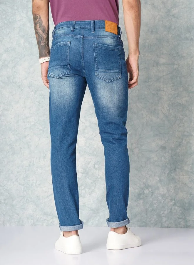 The Indian Garage Co Men Slim Fit Solid Low-Rise Stretchable Jeans