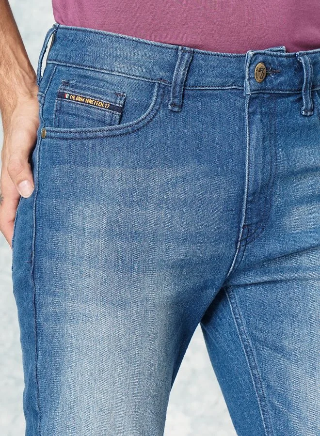 The Indian Garage Co Men Slim Fit Solid Low-Rise Stretchable Jeans