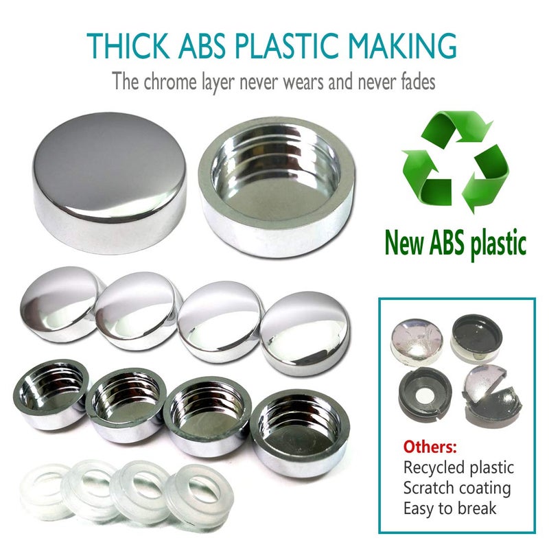 Aootf Stainless Steel License Plate Screws-8PC M6X20mm Rust Resistant Stainless Steel Screw, Self Tapping Car Tag Bolt Fastener for Securing Number Plate Frame, Chrome Caps, Anti-Rattle Pad - Image 5