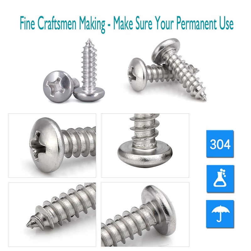 Aootf Stainless Steel License Plate Screws-8PC M6X20mm Rust Resistant Stainless Steel Screw, Self Tapping Car Tag Bolt Fastener for Securing Number Plate Frame, Chrome Caps, Anti-Rattle Pad - Image 4