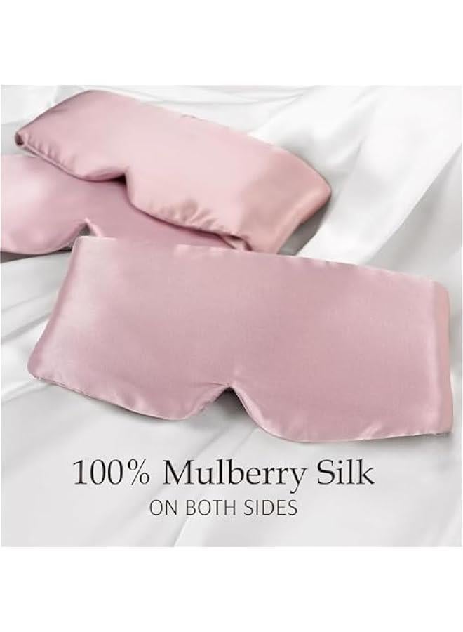 HOOKOR 100% Mulberry Silk Sleep Mask Eye Mask for Man and Woman with Adjustable Headband, Full Size Large Sleep Mask & Blindfold for Total Blackout for All Night Sleep, Travel & Nap (Light Plum) - Image 2