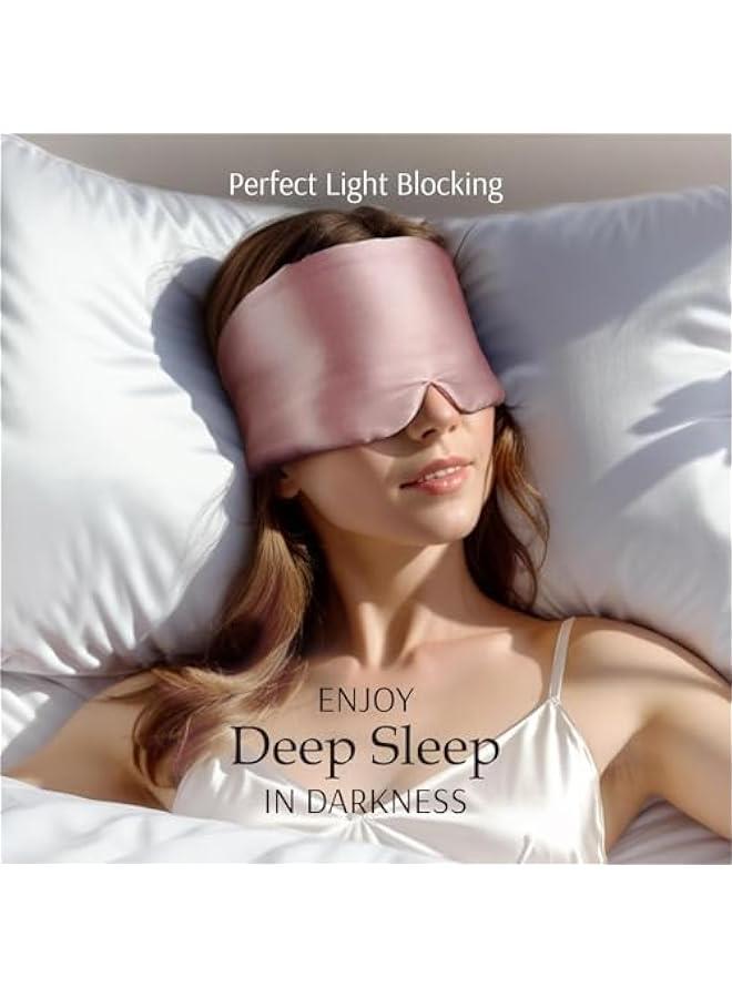 HOOKOR 100% Mulberry Silk Sleep Mask Eye Mask for Man and Woman with Adjustable Headband, Full Size Large Sleep Mask & Blindfold for Total Blackout for All Night Sleep, Travel & Nap (Light Plum) - Image 3