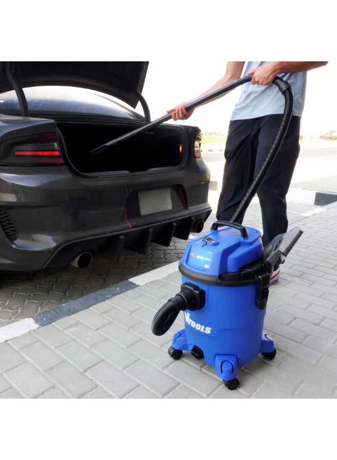 في تولز مكنسة كهربائية VTOOLS سعة 20 لترًا للتنظيف الجاف والرطب بقوة 1200 وات مع خاصية شفط قوية ووظيفة تصريف - Image 4