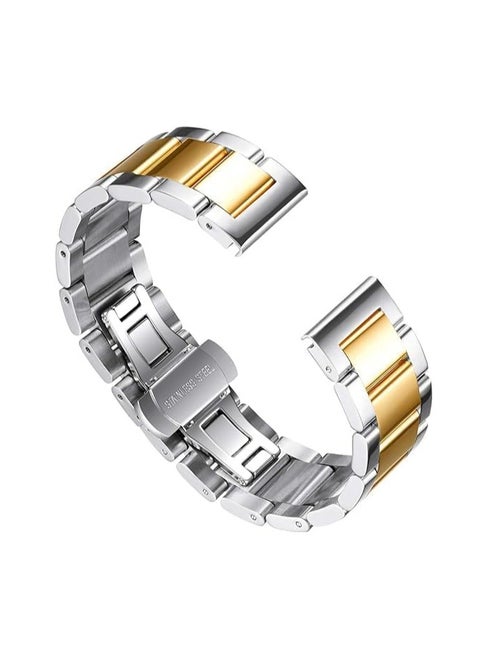 22mm Stainless Steel Metal Band Compatible with Huawei Watch GT2 / GT2 PRO / GT Runner / GT3 / GT3 Pro / GT4 / GT4 Pro / GT1 46mm by TenTech - Gold & Silver