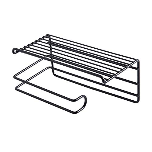 Gopendra 1 Pc Self Adhesive Tissue Toilet Paper Holder Storage with Shelf - Black - Image 1