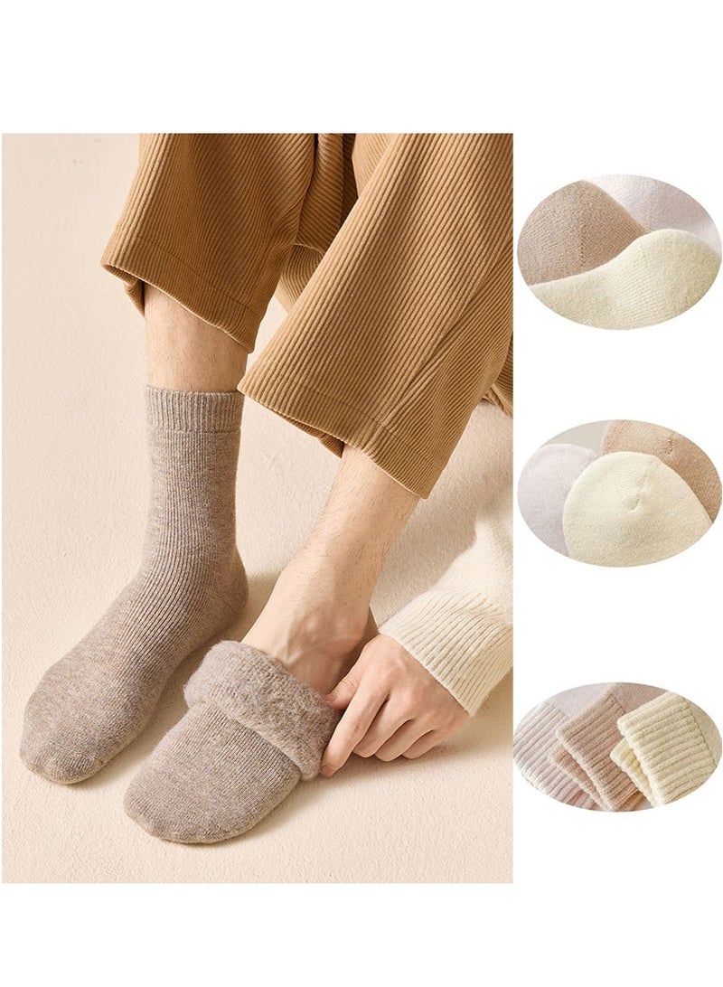 تابيت 4 أزواج المرأة الخريف الشتاء منتصف العجل الجوارب ، الكبار سميكة بلش الجوارب الدافئة ، الصوف مصفوفة الجوارب الحرارية للطقس البارد - Image 4