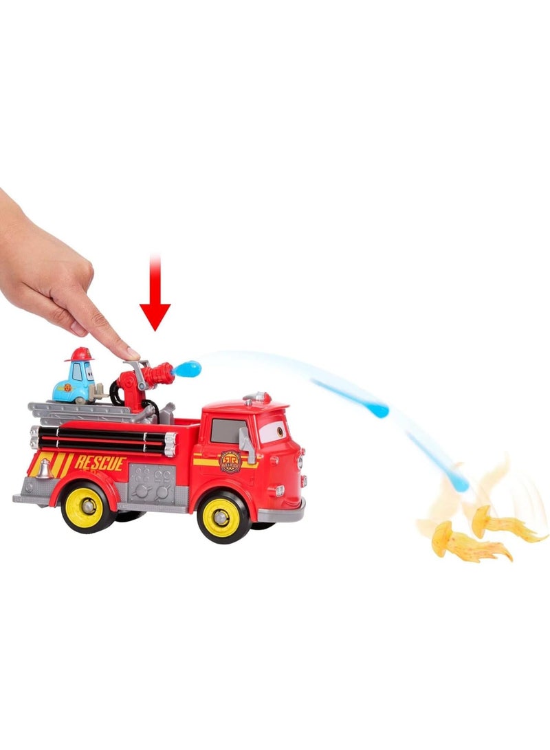 Mattel Games Mattel Disney and Pixar Cars Toy Firetruck, Radiator Springs Race & Rescue Fire Fighting Red & Guido, 2 Plastic Flame Targets & 2 Water Projectiles, JFL54 - Image 3