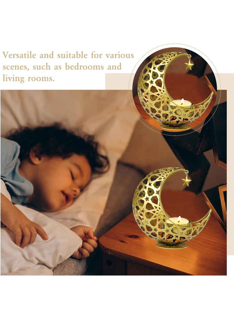 تشيلور حامل شموع على شكل قمر لعيد الفطر المبارك، حامل شموع صغير على شكل قمر، حامل شموع صغير أسود، زينة رمضانية لعيد الفطر، غرفة المعيشة، عيد الميلاد، المكتب المنزلي، حفلات الزفاف، ديكور طاولة القهوة. - Image 5