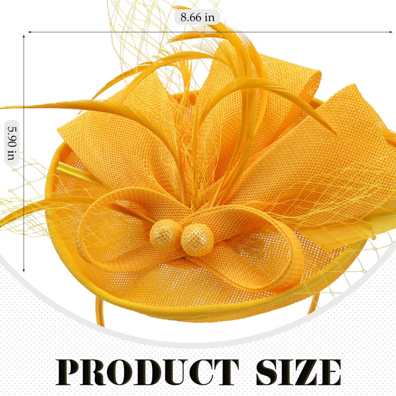 Zinniday Mini Women Fascinator Hat - Yellow Kentucky Pillbox Derby Headwear Tea Party Hat Beautiful Costume Headdress for Lady Women Girls Holiday Event Party Costume - Image 2