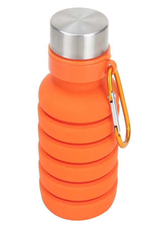 Ozark Trail 16 oz Collapsible Silicone Water Bottle with Carabiner - Orange - Image 2