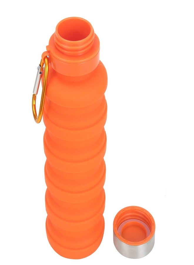 Ozark Trail 16 oz Collapsible Silicone Water Bottle with Carabiner - Orange - Image 3