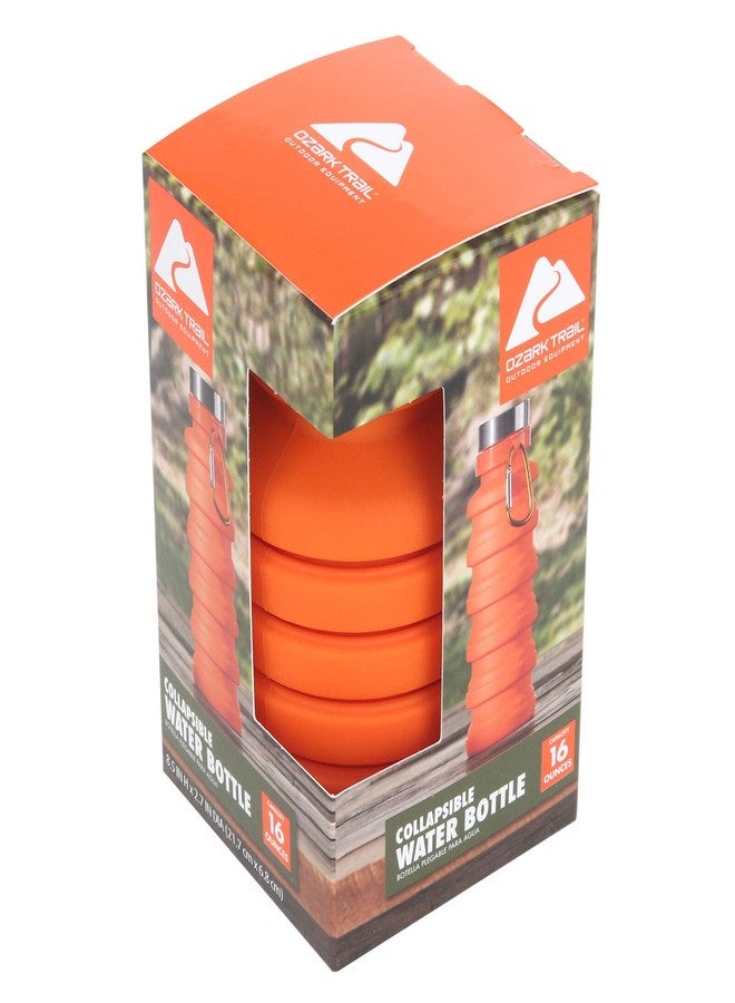 Ozark Trail 16 oz Collapsible Silicone Water Bottle with Carabiner - Orange - Image 5