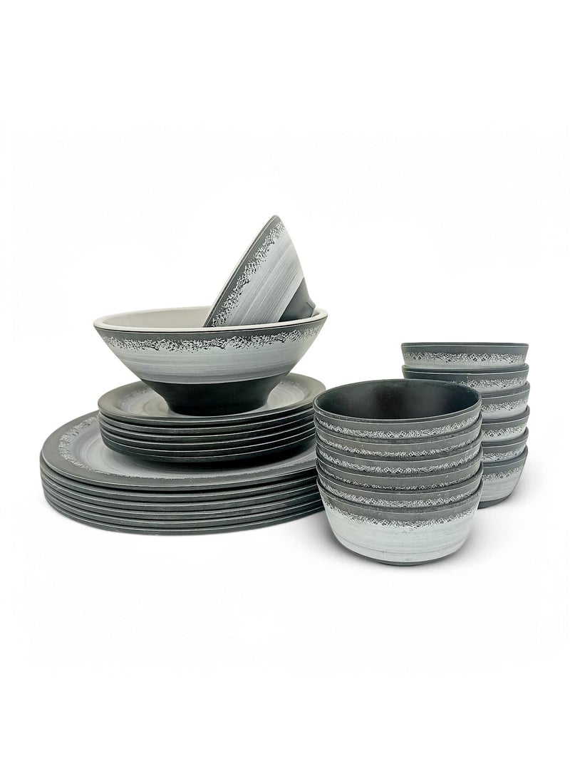 Superware SUPERWARE | Food Grade Melamine | Dinner Set - Circular Black Matt (26 pcs.) | Stain Free, Glazed Finish  - Image 5