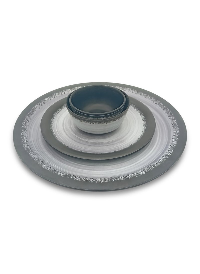 Superware SUPERWARE | Food Grade Melamine | Dinner Set - Circular Black Matt (26 pcs.) | Stain Free, Glazed Finish  - Image 2
