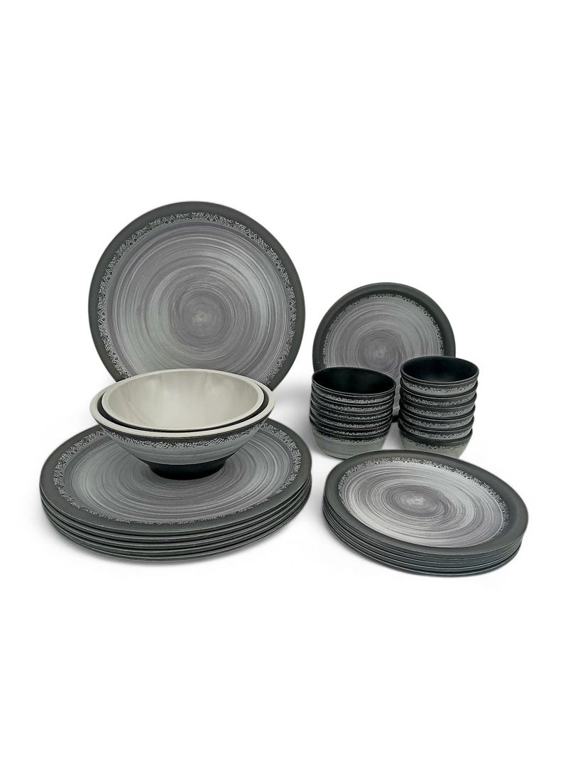 Superware SUPERWARE | Food Grade Melamine | Dinner Set - Circular Black Matt (26 pcs.) | Stain Free, Glazed Finish  - Image 1