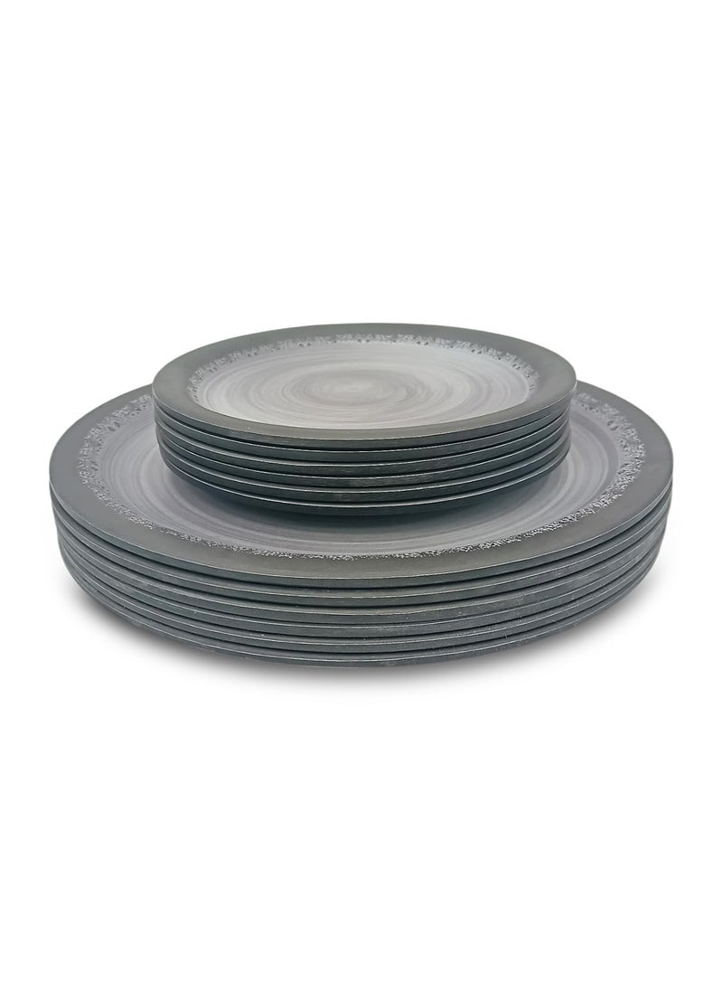 Superware SUPERWARE | Food Grade Melamine | Dinner Set - Circular Black Matt (26 pcs.) | Stain Free, Glazed Finish  - Image 3