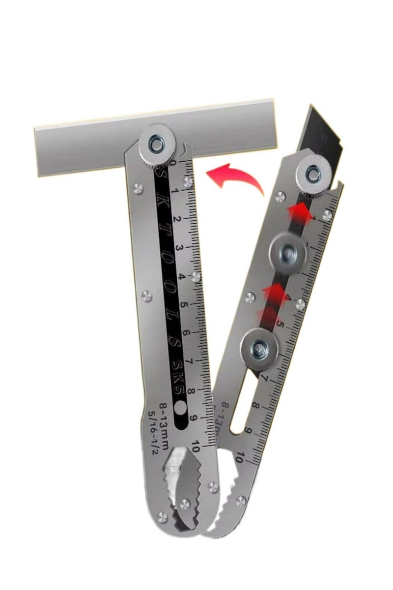 6-in-1 Mutipurpose Utility Knife, Heave Duty Full Stainless Steel, Retractable Knives Letter Cutter Can Opener Dimensions Measuring , Portable Utility Knives For Kitchen Multi-functional Extended Razor Knife for Office, Home,School - Image 2