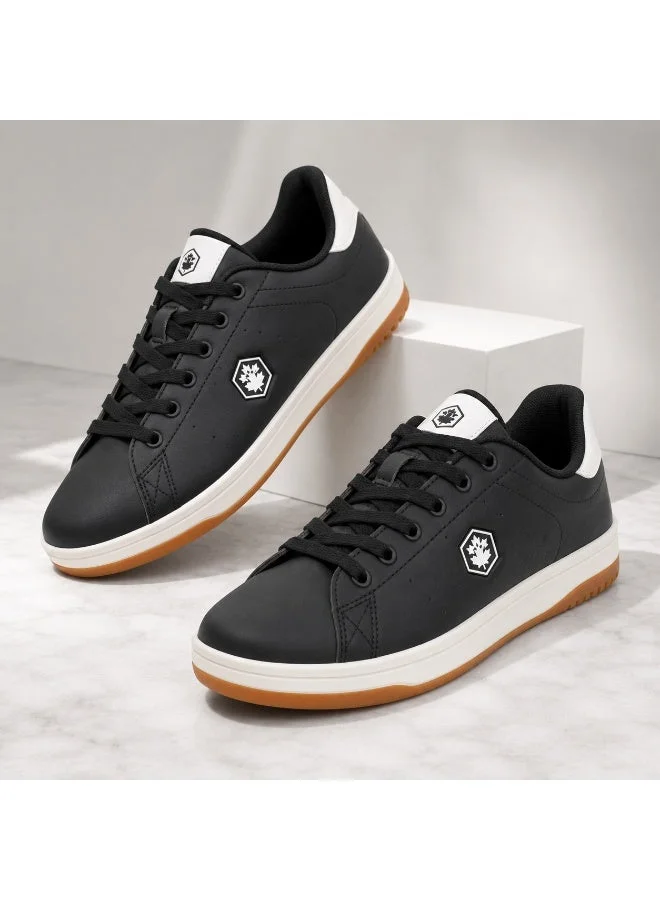 Lumberjack Lumberjack Rea Men Sneakers Black Off-White PU – Lightweight Comfortable Casual Shoes, Lace-Up Everyday Footwear