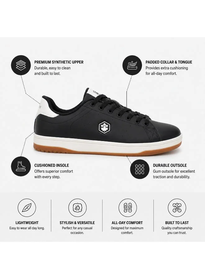 Lumberjack  Rea Men Sneakers Black Off-White PU – Lightweight Comfortable Casual Shoes, Lace-Up Everyday Footwear for Men | Best Price UAE